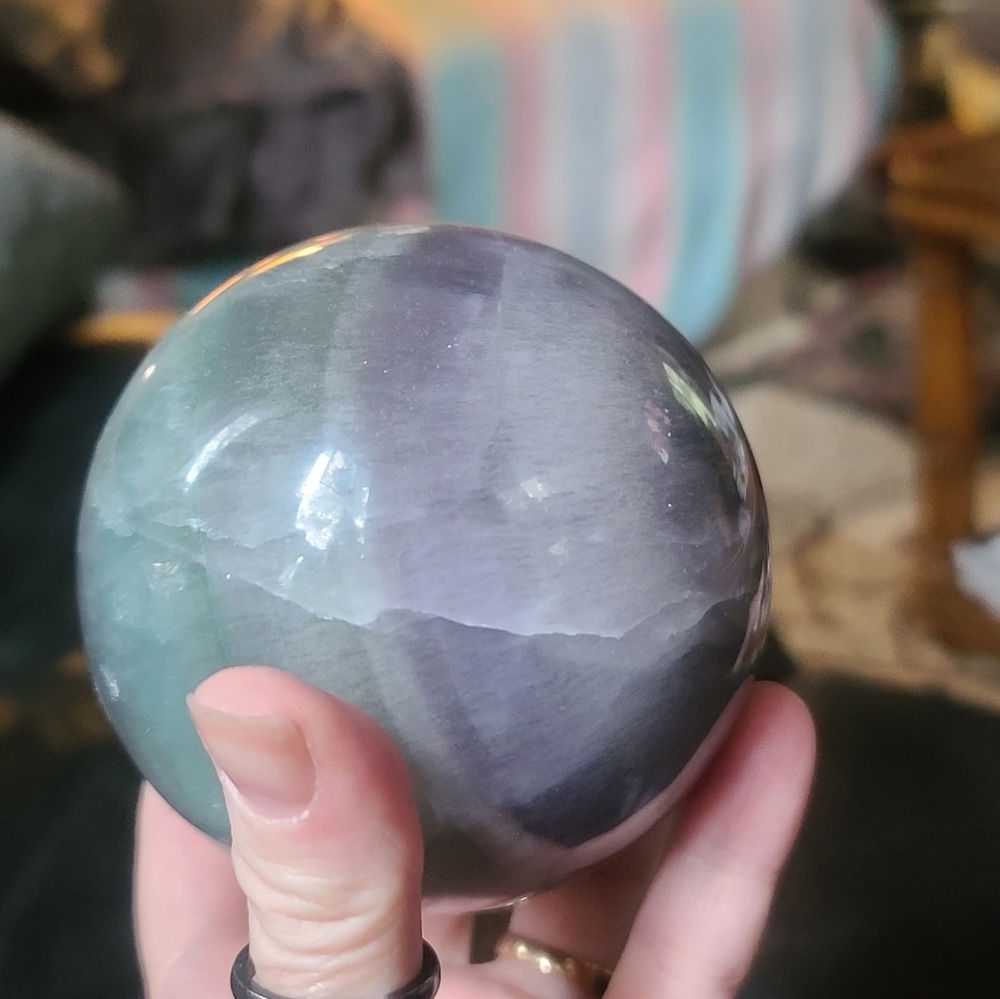 Beautiful rainbow Fluorite sphere #1 more than 8" diameter! - Picture 4 of 11